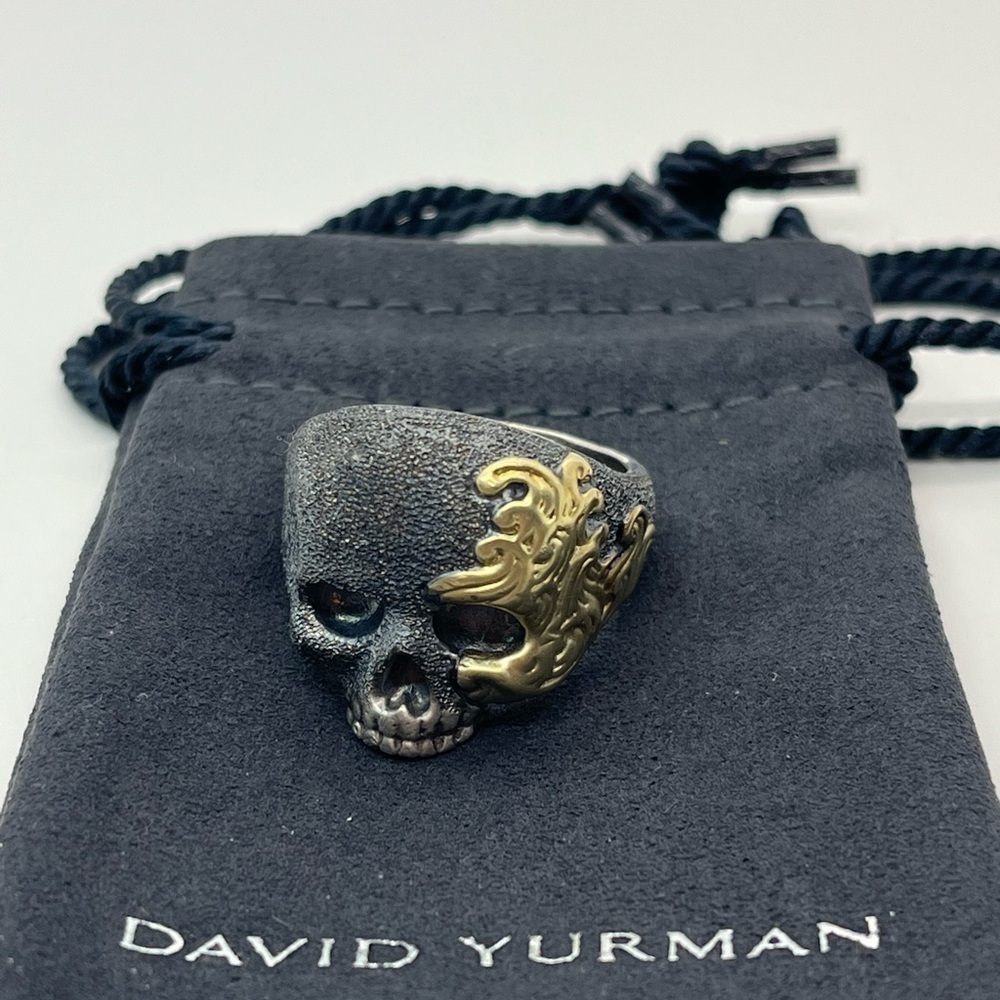 David Yurman Men's Skull Ring with 18k yellow gold - Picture 1 of 7